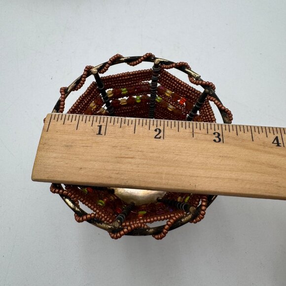 Votive Holder Moroccan style vibe Glass Beads Hand Woven boho bohemian - Picture 9 of 9